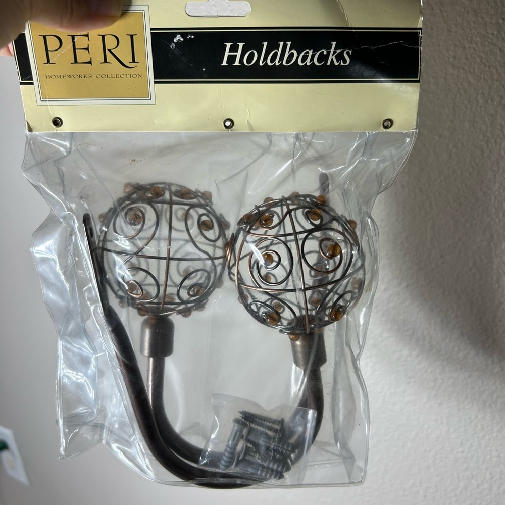 Peri Home Homeworks Collection Bronze Amber Beads Metal Curtain holdbacks (2) - Picture 9 of 9